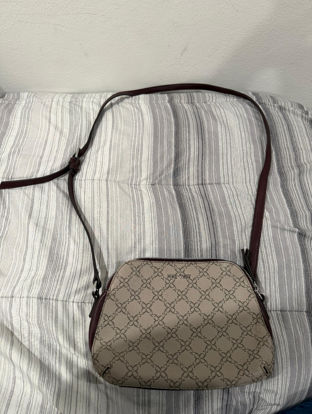 Nine West Burgundy Crossbody with Beige Lining